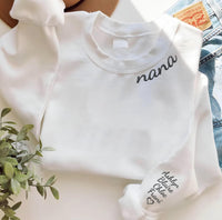 Custom Nana Embroidered Sweatshirt, Kids Names Sleeve Hoodie, Personalized Grandma Shirt, Mimi Long Sleeve Shirt, Birthday Pregnancy Gift