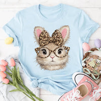 Funny Bunny Face Shirt, Glasses Bandana Rabbit Shirt, Leopard Easter Bunny Tee, Happy Easter Rabbit Shirt, Unisex Bunny Shirt, Easter Gifts