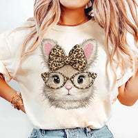 Funny Bunny Face Shirt, Glasses Bandana Rabbit Shirt, Leopard Easter Bunny Tee, Happy Easter Rabbit Shirt, Unisex Bunny Shirt, Easter Gifts