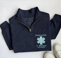 EMT EMS Quarter Zip Sweatshirt, Rescue Emergency Response Pullover, Star of Life Work Zip, Firefighter Medic Gift, First Responder