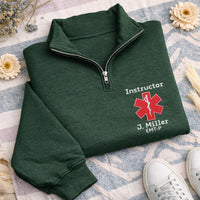 EMT EMS Quarter Zip Sweatshirt, Rescue Emergency Response Pullover, Star of Life Work Zip, Firefighter Medic Gift, First Responder