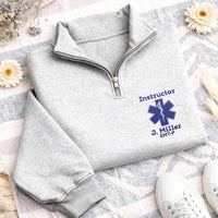 EMT EMS Quarter Zip Sweatshirt, Rescue Emergency Response Pullover, Star of Life Work Zip, Firefighter Medic Gift, First Responder