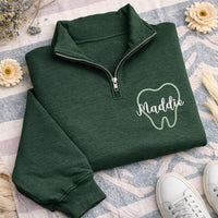 Personalized Dental Quarter Zip Sweatshirt, Custom Dental Hygienist Pullover, Dental Assistant Office Wear, Dentist Gift for Her