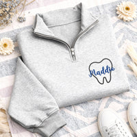Personalized Dental Quarter Zip Sweatshirt, Custom Dental Hygienist Pullover, Dental Assistant Office Wear, Dentist Gift for Her