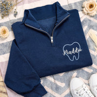 Personalized Dental Quarter Zip Sweatshirt, Custom Dental Hygienist Pullover, Dental Assistant Office Wear, Dentist Gift for Her