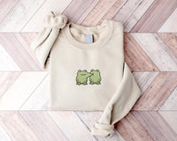 Cute Frog Embroidered Sweatshirt, Frog Kisses Hoodie, Funny Frog Shirt, Cute Frog Long Sleeve Shirt, Whimsical Frog Lover Gift
