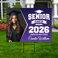 Personalized Graduation Yard Sign 2026 with Photo - Grad Sign, Class of 2026, Custom Graduation 2026 Yard Sign with Metal H-Stake