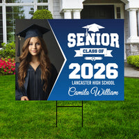 Personalized Graduation Yard Sign 2026 with Photo - Grad Sign, Class of 2026, Custom Graduation 2026 Yard Sign with Metal H-Stake