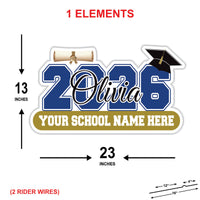 Personalized Graduation 2026 Yard Sign, Custom Name & School Name Yard Decor, Class of 2026 Outdoor Graduation Lawn Sign with Stakes