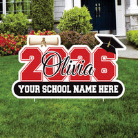 Personalized Graduation 2026 Yard Sign, Custom Name & School Name Yard Decor, Class of 2026 Outdoor Graduation Lawn Sign with Stakes