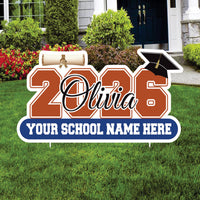 Personalized Graduation 2026 Yard Sign, Custom Name & School Name Yard Decor, Class of 2026 Outdoor Graduation Lawn Sign with Stakes