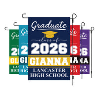 Personalized Graduation 2026 Garden Flag, Double-Sided Custom Name & School Name, Outdoor Graduation Decoration, Class of 2026 Yard Sign