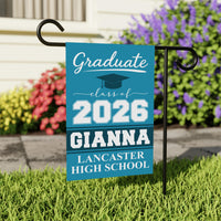 Personalized Graduation 2026 Garden Flag, Double-Sided Custom Name & School Name, Outdoor Graduation Decoration, Class of 2026 Yard Sign