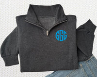 Embroidered Monogram Quarter Zip Sweatshirt, Personalized Custom Pullover, Unisex Quarter Zip Sweater, Custom Name Gift Idea