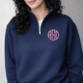Embroidered Monogram Quarter Zip Sweatshirt, Personalized Custom Pullover, Unisex Quarter Zip Sweater, Custom Name Gift Idea