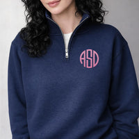 Embroidered Monogram Quarter Zip Sweatshirt, Personalized Custom Pullover, Unisex Quarter Zip Sweater, Custom Name Gift Idea