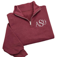 Embroidered Monogram Quarter Zip Sweatshirt, Personalized Custom Pullover, Unisex Quarter Zip Sweater, Custom Name Gift Idea