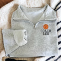 Basketball Coach Personalized Embroidered Quarter Zip Sweatshirt, Custom Coach Pullover, Team Basketball Gift, Coach Quarter Zip Sweater