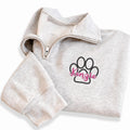 Personalized Veterinarian Embroidered Quarter Zip Sweatshirt, Paw Print Vet Tech Pullover, Custom Vet Assistant Quarter Zip Gift
