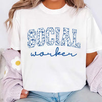 Floral Social Worker Shirt, School Social Worker Shirt, Therapist Counselor Tee, MSW LSW Shirt, Social Worker Gifts, Gifts for Therapists
