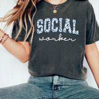 Floral Social Worker Shirt, School Social Worker Shirt, Therapist Counselor Tee, MSW LSW Shirt, Social Worker Gifts, Gifts for Therapists