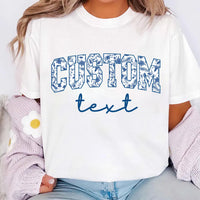 Custom Floral Shirt, Custom College Letters Shirt, Personalized Floral Tee, Custom Toile Floral Crewneck, Custom Name Shirt