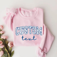 Custom Floral Shirt, Custom College Letters Shirt, Personalized Floral Tee, Custom Toile Floral Crewneck, Custom Name Shirt