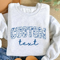 Custom Floral Shirt, Custom College Letters Shirt, Personalized Floral Tee, Custom Toile Floral Crewneck, Custom Name Shirt