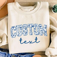 Custom Floral Shirt, Custom College Letters Shirt, Personalized Floral Tee, Custom Toile Floral Crewneck, Custom Name Shirt