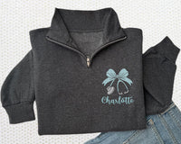 Nurse Quarter Zip Sweatshirt, Bow Stethoscope Design Pullover, Personalized RN Gift, Custom Nurse Quarter Zip, Healthcare Worker Gift