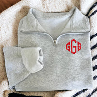 Personalized Monogram Embroidered Quarter Zip Sweatshirt, Custom Monogram Pullover Gift, Monogrammed Quarter Zip Sweater Gift