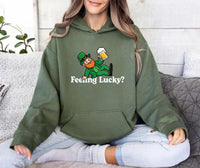 Leprechaun Feeling Lucky Shirt, St Patrick’s Day Shirt, Luck of the Irish Tee, Trendy Retro St Paddy’s Day Shirt, St Patrick Gifts