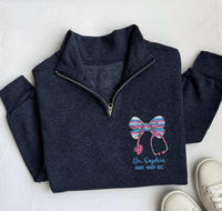 Labor and Delivery Nurse Embroidered Quarter Zip Sweatshirt, Personalized RN NICU CNA Tech Zip Pullover, Custom Nurse Gift for Mom Baby Team