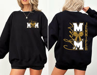 Personalized Cheer Mom Sweatshirt, Bow and Name Cheer Shirt, Custom Spirit Crewneck Tee, Cheerleading Game Day Shirt, Front Back Design