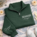 Embroidered BCBA Quarter Zip Sweatshirt, Behavior Analyst Pullover, Behavior Therapist Gift, ABA Therapy Quarter Zip for Professionals