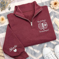 Personalized Radiologic Technologist Embroidered Quarter Zip Sweatshirt, Rad Tech Pullover Sweater, Radiology Tech Gift