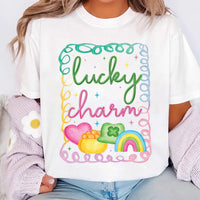 Preppy Lucky Charm Shirt, St Patrick’s Graphic Shirt, Irish Girly Tee, Rainbow Clover Pot of Gold Shirt, St Patrick’s Gifts, Gifts for Women