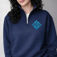 Monogram Quarter Zip Sweatshirt, Embroidered Quarter Zip Pullover, Personalized Monogram Gift, Custom Graduation Quarter Zip