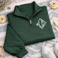 Monogram Quarter Zip Sweatshirt, Embroidered Quarter Zip Pullover, Personalized Monogram Gift, Custom Graduation Quarter Zip