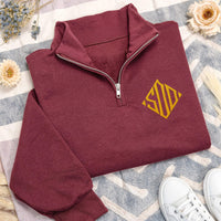 Monogram Quarter Zip Sweatshirt, Embroidered Quarter Zip Pullover, Personalized Monogram Gift, Custom Graduation Quarter Zip