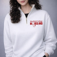Nursing Embroidered Quarter Zip Sweatshirt for Women, Custom University School Name Pullover, Personalized Nursing Student College Zip