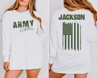 Custom Army Family Shirt, Personalized Military Family Shirt, Matching Army Family Tee, 4th of July Shirt, USA Army Family Shirt, Front Back