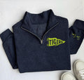 Custom Embroidery Quarter Zip Sweatshirt, Personalized Text or Logo Pullover, Unisex Zip Sweatshirt, Business Team Gift