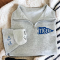 Custom Embroidery Quarter Zip Sweatshirt, Personalized Text or Logo Pullover, Unisex Zip Sweatshirt, Business Team Gift
