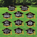 Graduation Cap Yard Signs, Class of 2026 Lawn Decorations, Black and Gold Grad Party Signs, Graduation 2026 Outdoor Yard Decor