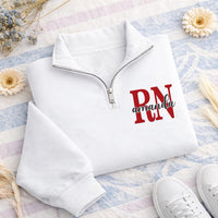 Nurse Embroidered Quarter Zip Sweatshirt, Nursing School Gift Pullover, RN CNA LPN Medical Quarter Zip, Healthcare Worker Gift