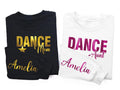Metallic Foil Dance Mom Shirt, Custom School Colors Shirt, Name on Sleeve Tee, Personalized Dance Mom Shirt, Gift for Mom, Front Sleeve