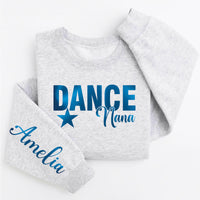 Metallic Foil Dance Mom Sweatshirt, Custom School Colors Shirt, Name on Sleeve Tee, Personalized Dance Mom Shirt, Gift for Mom, Front Sleeve