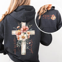 Jesus Is The Light Sweatshirt, Floral Christian Shirt, Motivational Bible Verse Tee, His Grace Is Enough, Floral Religious Shirt, Front Back