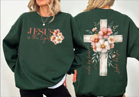 Jesus Is The Light Sweatshirt, Floral Christian Shirt, Motivational Bible Verse Tee, His Grace Is Enough, Floral Religious Shirt, Front Back